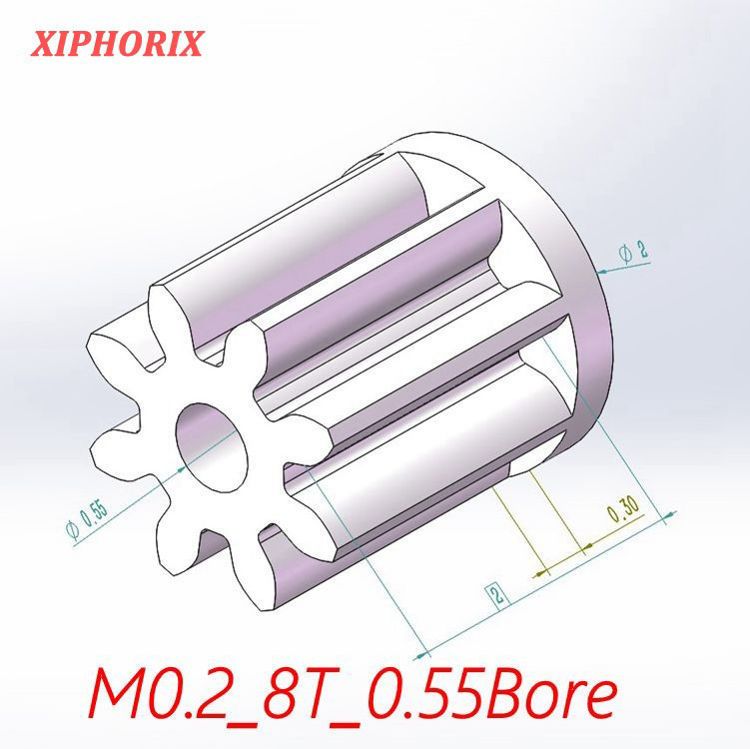 Picture of Module 0.2 8 teeth plastic pinion fit 0.6mm shaft of motor , for Horizonhobby Linear Servo