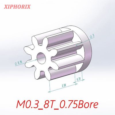 Picture of Module 0.3 8 teeth plastic pinion fit 0.8mm shaft of motor