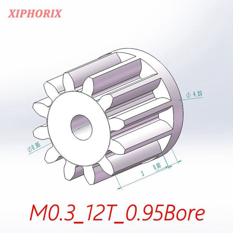Picture of Module 0.3 12 teeth plastic pinion fit 1.0mm shaft of motor