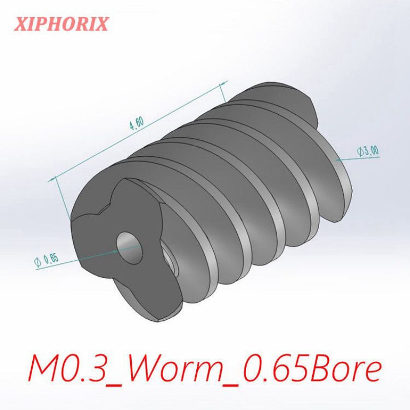 Picture of Module 0.3  plastic worm, 3 Threads,  fit 0.7mm shaft of motor