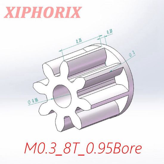 Picture of Module 0.3 8 teeth plastic pinion fit 1.0mm shaft of motor