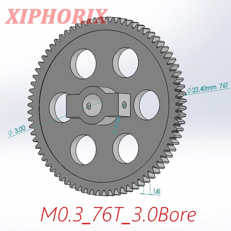 Picture of Module 0.3 M0.3 76 Teeth Plastic  Gear,  Interference Fit 3.0mm Shaft