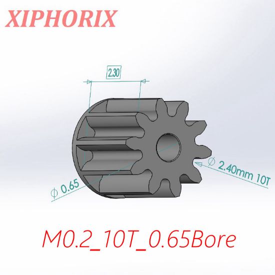 Picture of Module 0.2 10 Teeth Plastic Pinion,  Interference Fit 0.7mm Shaft of  4mm Coreless Motor